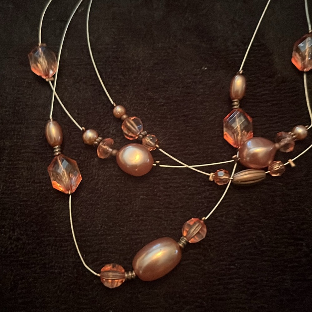 Paparazzi Tan and Brown beads Necklace with Intricate Wirework - Picture 2 of 4
